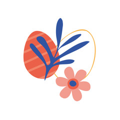 minimalistic geometric easter egg with bold flowers. Modern boho contemporary creative trendy abstract templates vector illustration.