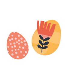 minimalistic geometric easter egg with bold flowers. Modern boho contemporary creative trendy abstract templates vector illustration.