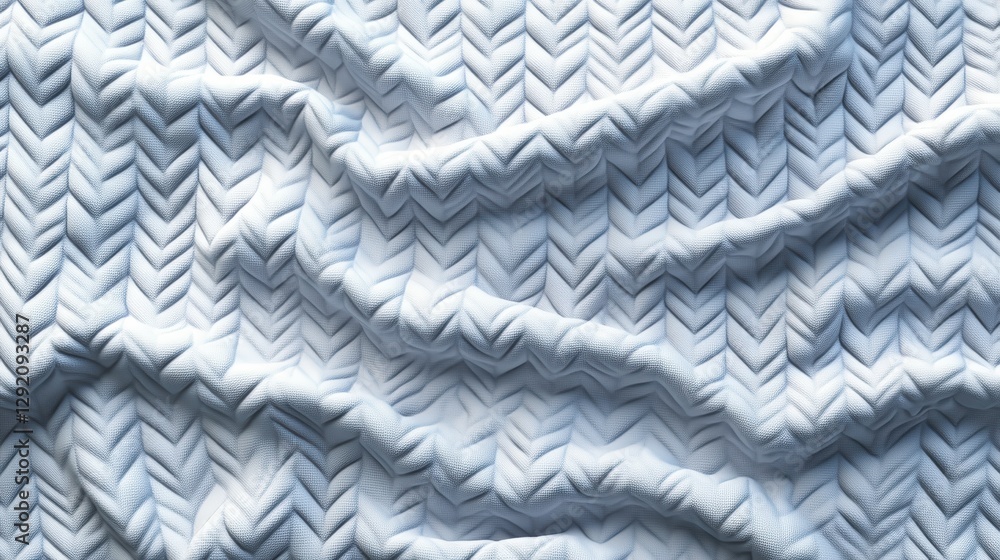 Poster white fabric with wavy line pattern displayed on a flat surface in natural light
