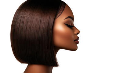 Profile View Woman With Sleek Bob Haircut Fashion Makeup Transparent PNG