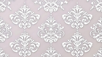 Obraz premium White floral pattern design element on gray background, used for wallpaper or fabric design