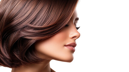 Obraz premium Fashionable Woman With Sleek Bob Haircut Beauty Makeup Transparent PNG