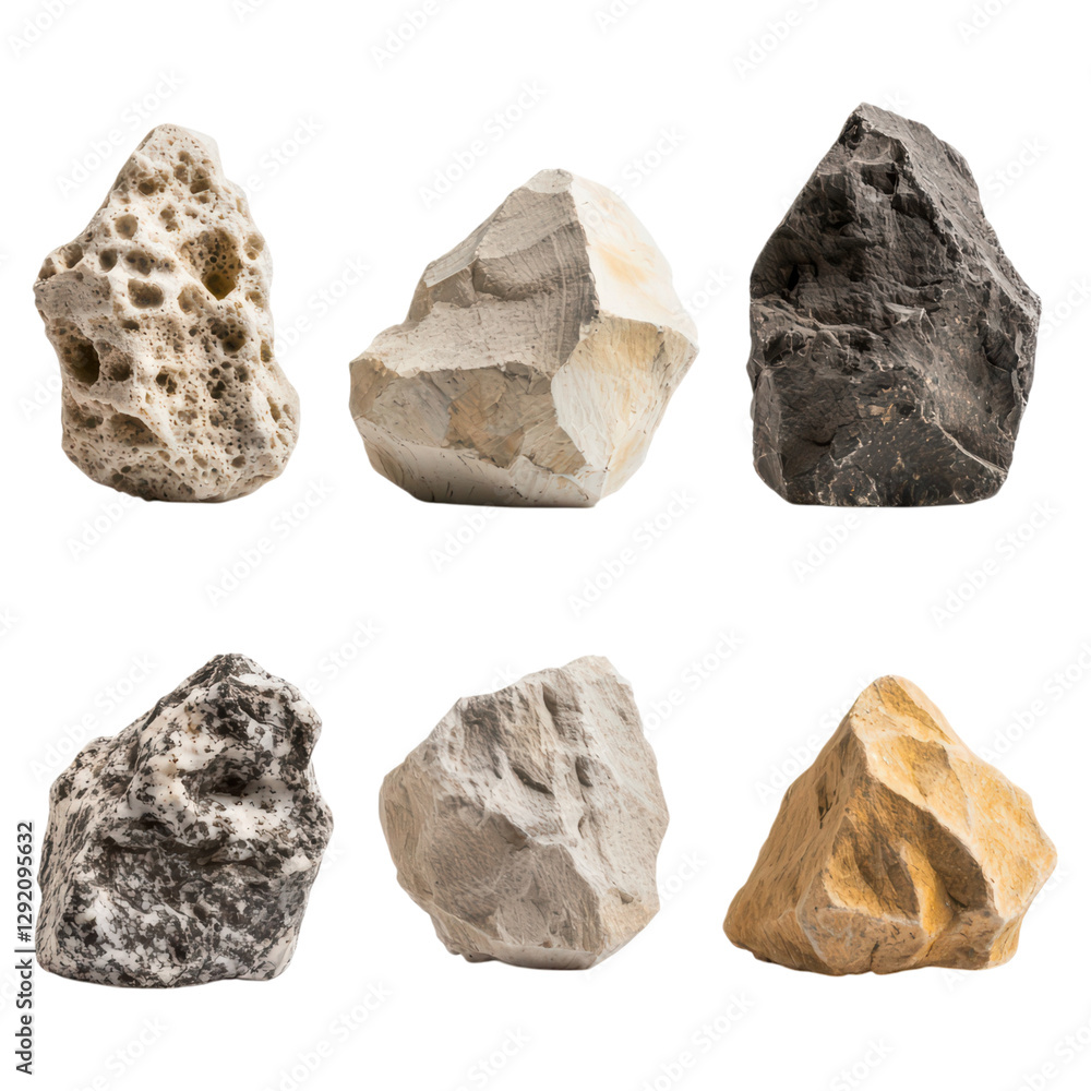 Poster natural rock formations showcase unique geological structures , isolated on a transparency backgroun