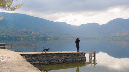 man on the lake