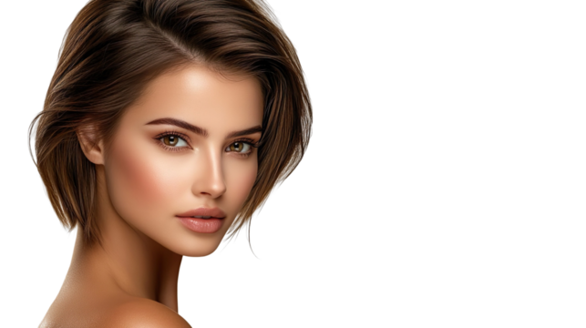 Beautiful Woman With Sleek Bob Haircut Profile View Transparent PNG