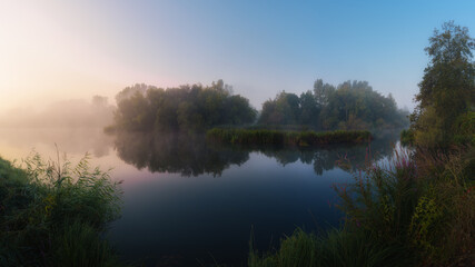 foggy sunrise over the river