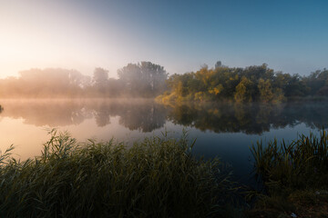 Fototapeta premium misty morning on the river