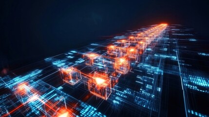 Exploring digital innovation data flow in a cybernetic landscape virtual environment futuristic perspective technology concept