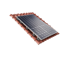 Solar Panel with Red Tiled Roof - 3D Rendered PNG