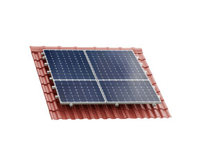Solar Panel with Tiled Roof - 3D Rendered PNG