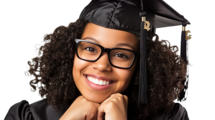 Confident Graduate Woman Glasses Thinking About Career Opportunities Academic Success
