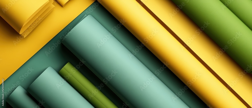 Poster colorful lines and shapes arranged in an abstract design with a photo background