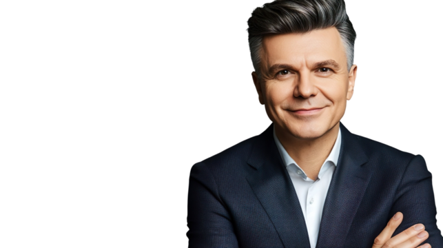 Professional Businessman Formal Suit Confident Smile Crossed Arms Leadership