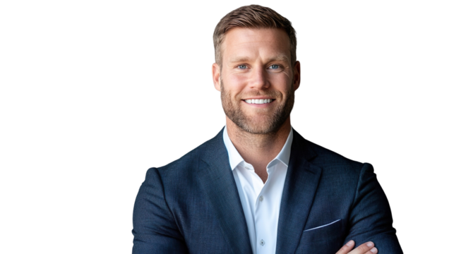 Successful Executive Man Smiling Confidently Wearing Business Suit Arms Crossed