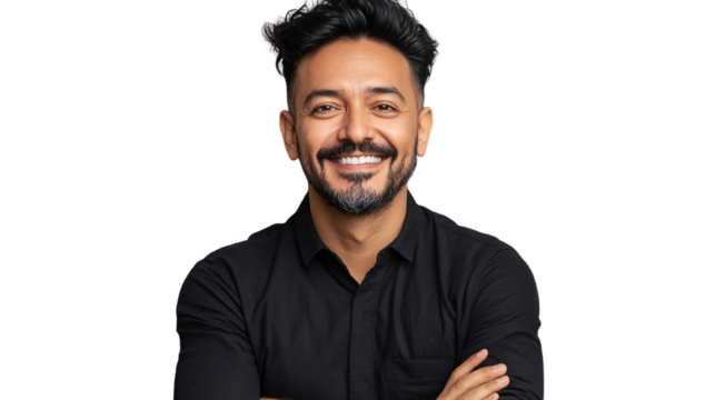 Confident Businessman Smiling Arms Crossed Formal Suit Professional Look