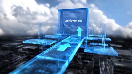 Fototapeta premium Achieving success through digital innovation urban environment graphic design futuristic viewpoint growth concept