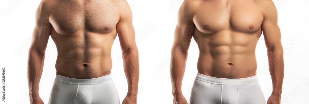 Poster Body shape transformation showing before and after results with a focus on physique enhancement and fitness progress. Generative AI