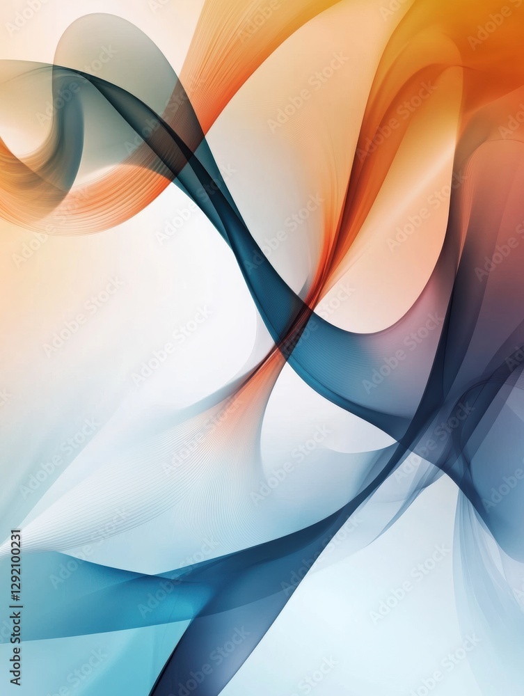 Fototapete abstract swirls of blue and orange colors create a wave like pattern on a light background. generati
