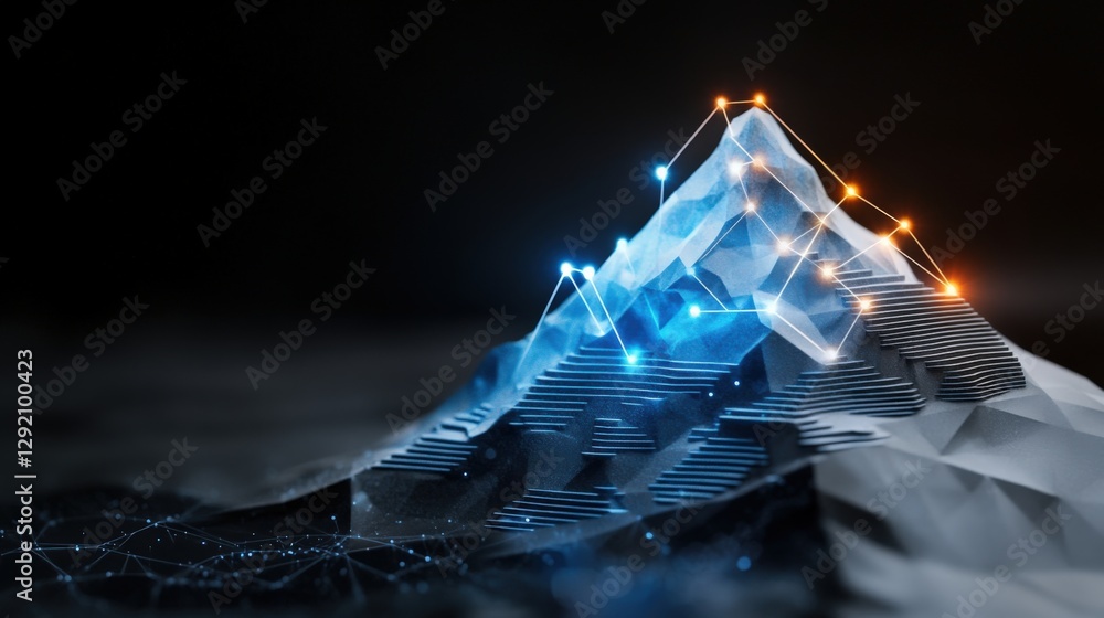 Aufkleber dynamic 3d mountain visualization virtual space digital art abstract environment aerial view modern 