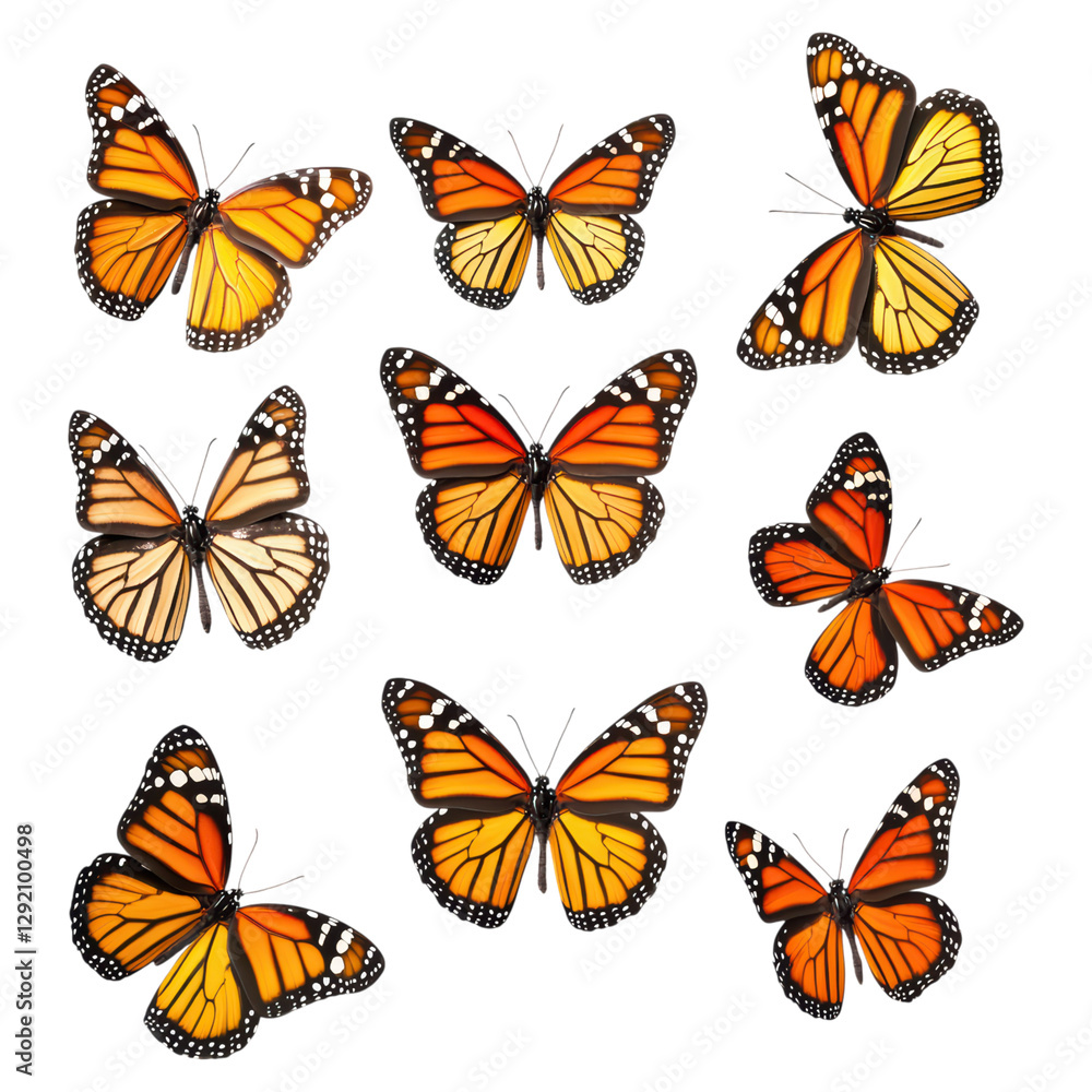 Aufkleber vibrant butterflies in various colors and patterns , isolated on a transparency background