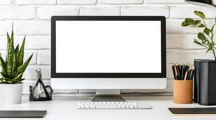 A modern black frame in a matte white finish, displayed on an office desk.