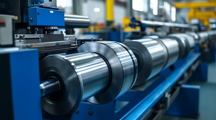 Naklejka premium Metal rolling factory production
