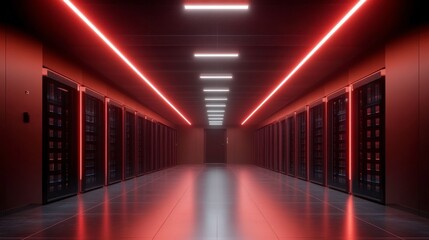 High-Tech Data Center with Bright Lighting