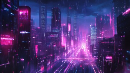 Obraz premium Cyber security network city