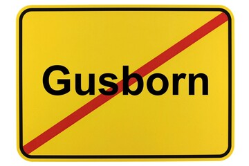 Illustration eines Ortsschildes der Gemeinde Gusborn in Niedersachsen