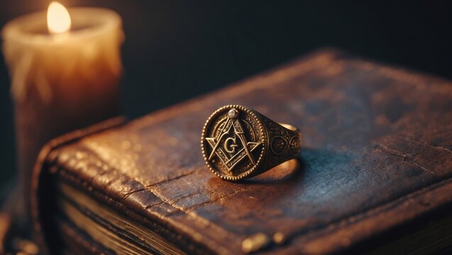 Candlelit wisdom the mystique of a vintage masonic ring and leather book