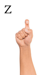 Sign language letter Z with white background