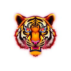 Fototapeta premium Tiger holographic 3D icon. neon symbol vector illustration isolated on white background. Generative AI