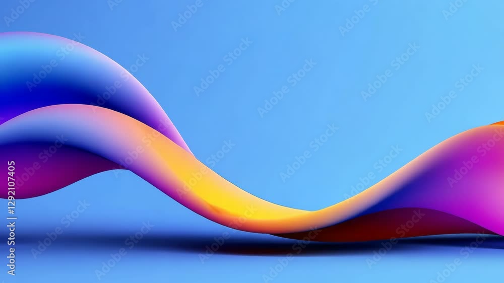 Poster vibrant abstract 3d wave with gradient of blue, pink, and orange hues creating dynamic and colorful 