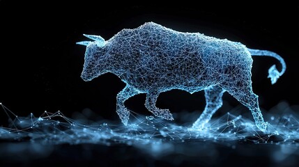 Obraz premium Digital Abstract Representation of a Cow in Futuristic Design