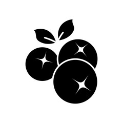 Blueberry solid icon, fruit vector symbol with leaf for fresh and organic food design