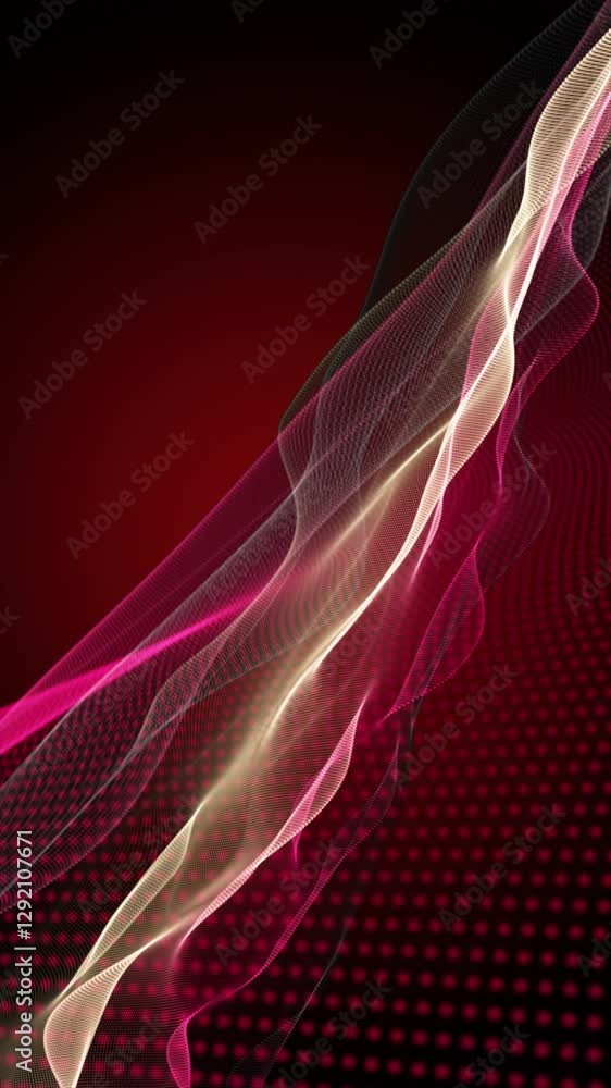 Fototapete fantastic vertical video animation with particle wave object in slow motion, 2304x4096 loop 4k