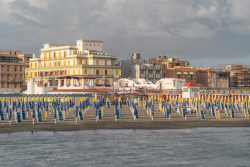The beach and city of Ostia in Italy.