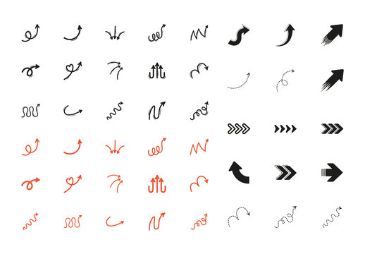 Black and Orange Abstract Direction Navigation Icons Set