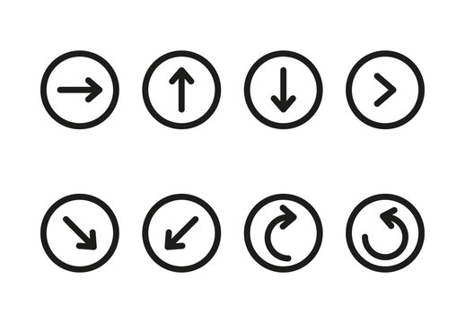 Black Arrow In Circle Navigation Pointer Icons Set