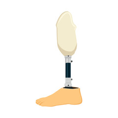 Prosthetic leg isolated on white background.