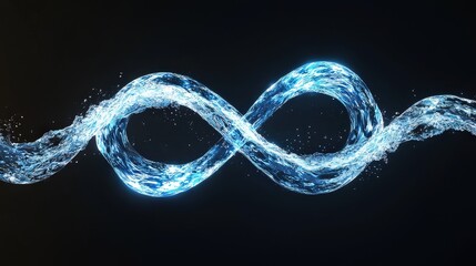 Flowing Water in Infinity Symbol Design on Dark Background