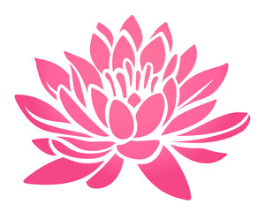 Pink lotus flower silhouette isolated on a white background. Vector illustration
