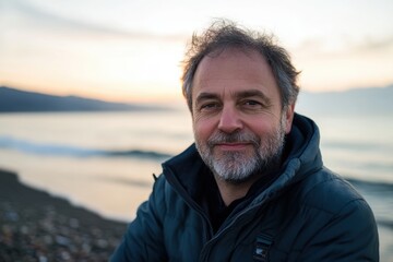 Meditation on the seashore at dawn &acirc;&euro;&ldquo; peace and balance. 