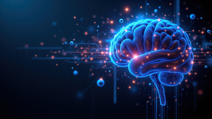 An artificial brain with colorful neural activity symbolizing advanced AI and technology.