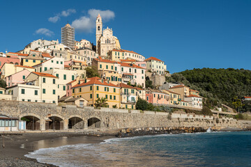View of Cervo, a popular tourist destination of Liguria Region and one most beautiful villages of Italy