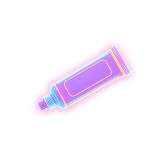 toothpaste tube holographic 3D icon. neon symbol vector illustration isolated on white background. Generative AI
