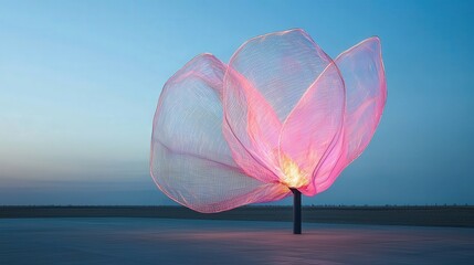 Obraz premium Brightly Lit Sculptural Flower Design Against Evening Sky Background