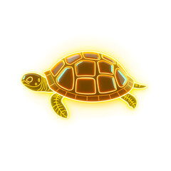 Obraz premium Tortoise holographic 3D icon. neon symbol vector illustration isolated on white background. Generative AI
