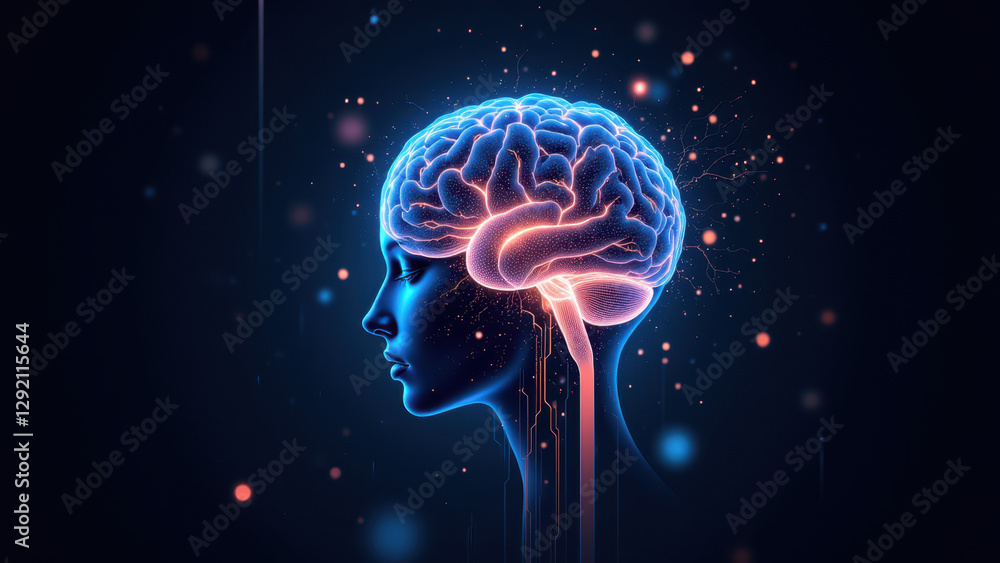 Aufkleber an artistic rendering of artificial general intelligence with human-like features.
