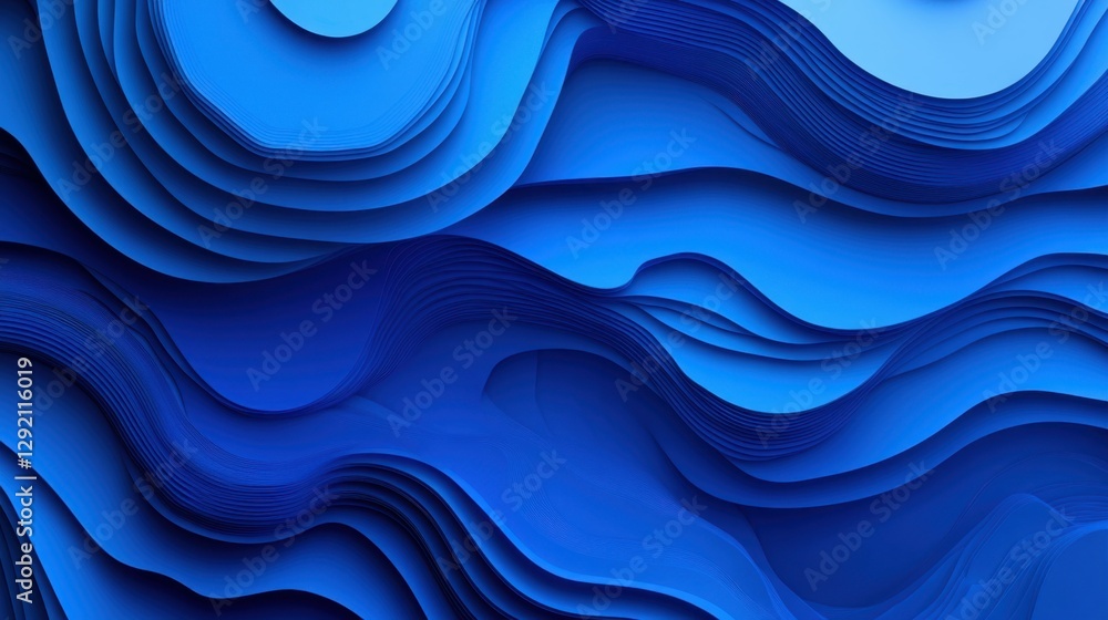 Poster blue abstract wave background with white background. ai generative.